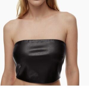 Aritzia Ten by Babaton Enclave Black Faux Leather Tube Top Size XS